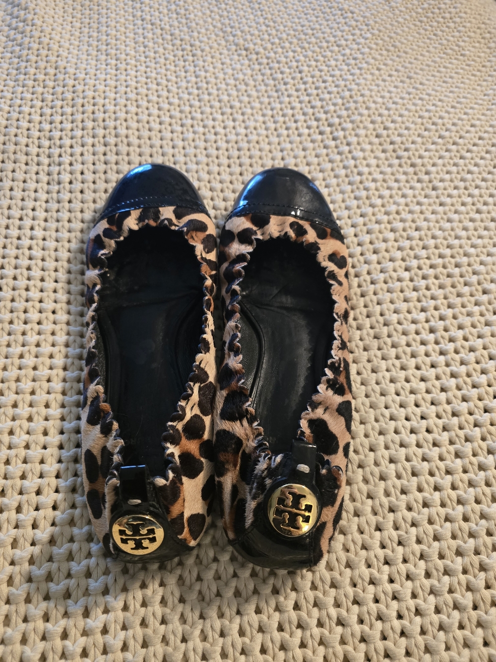 Tory Burch Leopard Print Ballet Flats in Black & Brown